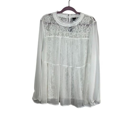 Torrid Top Women 4X White Feminine Lace Pullover Chiffon Minimalist Ballerina - Picture 3 of 16